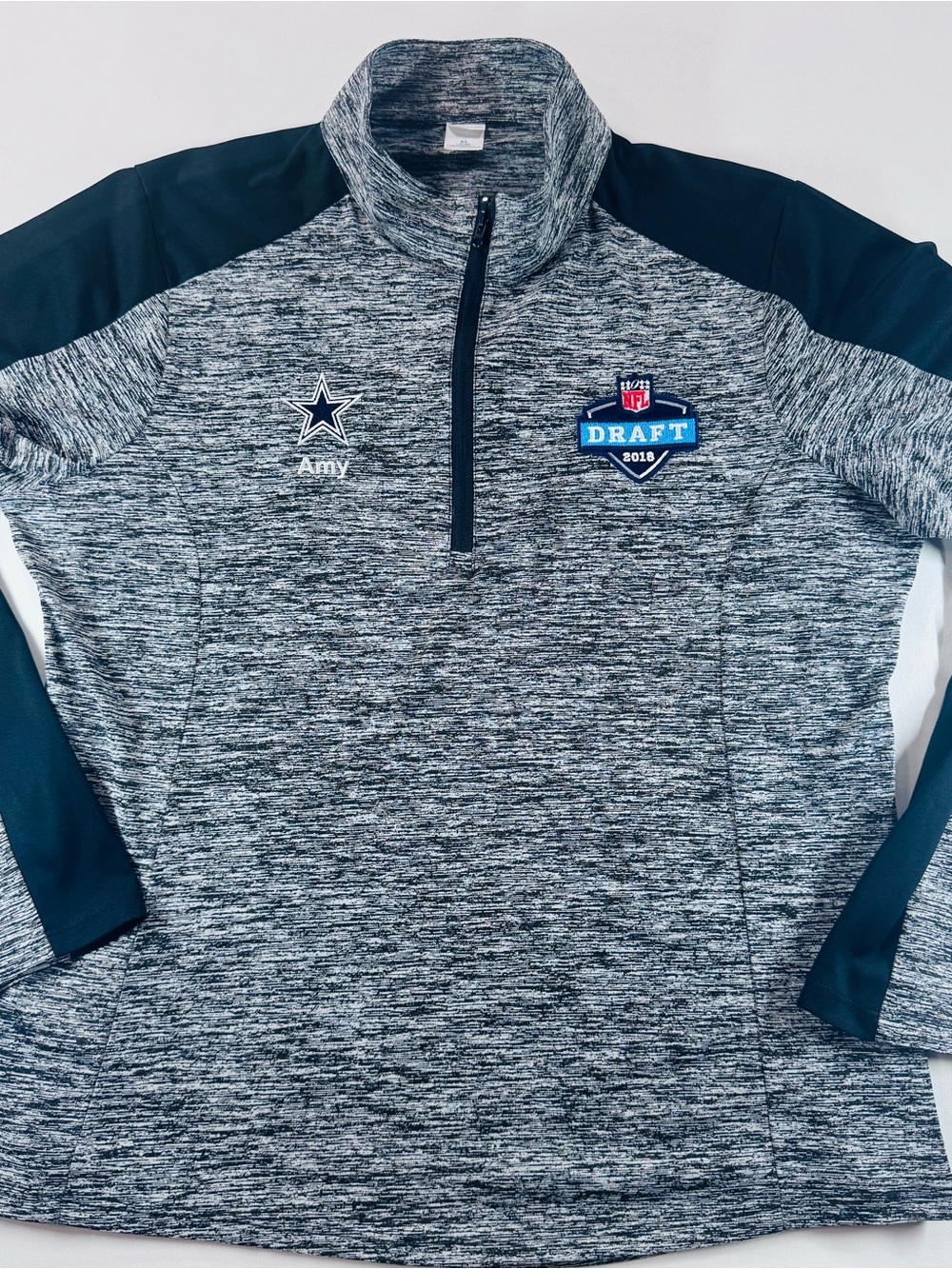 SPORT TEK Women’s Gray/Black 1/4-Zip Pullover w/Dallas Cowboys & "NFL Draft", XL